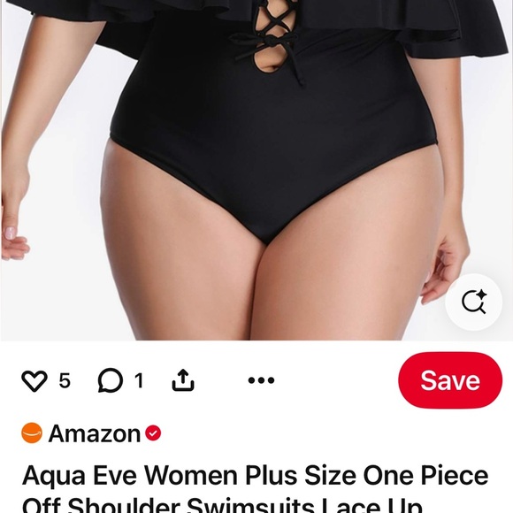 Aqua Eve Elegant Black Off-Shoulder Swimsuit - Picture 2 of 5